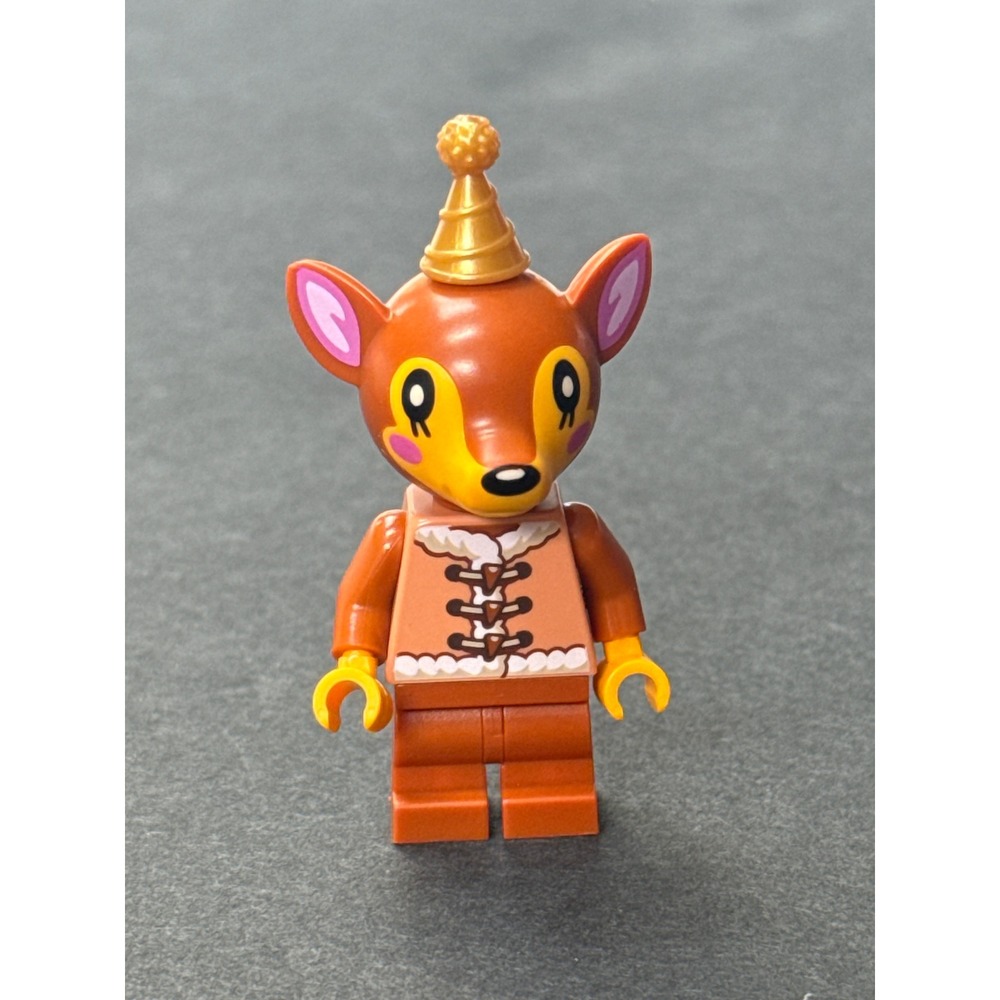 LEGO Animal Crossing Fauna Minifigure Deer Villager Brown Gold Party Hat 77050